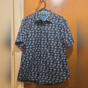 Robert Graham Rexburg Shirt Button Up Skull All Over Print Sz L, Pre-owned